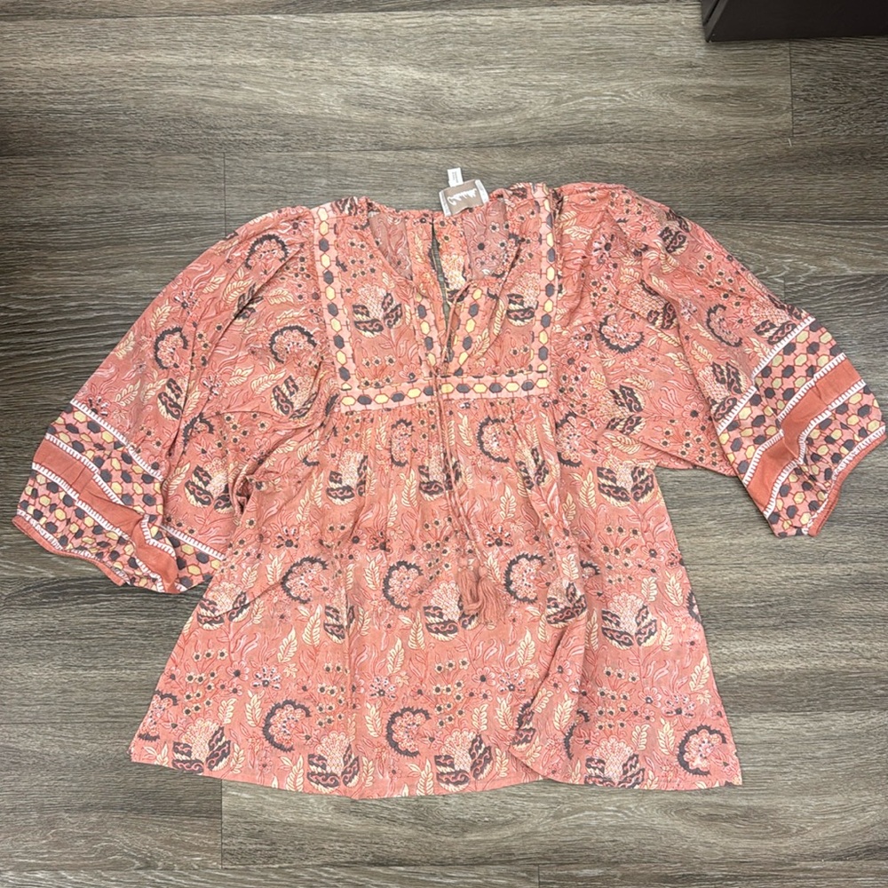 Cleobella printed peach floral top